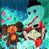 Картина «Крокодил Гена и Чебурашка» из шерстяных ниток