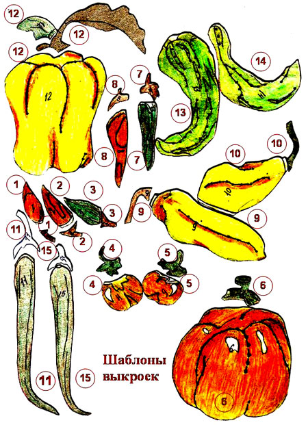 Выкройки для панно "Перцы"